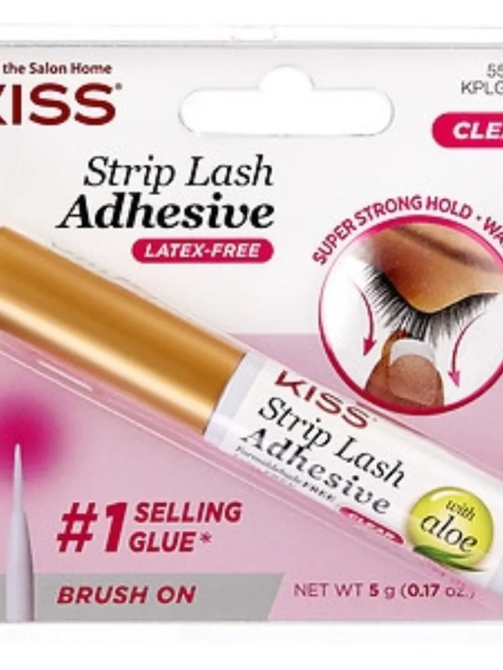Kiss Latex Free Brush-on Strip Lash Adhesive with Aloe  Net Wt. 5g (0.17 Oz.) -